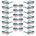 Lot de 24 lunettes de soleil cœur sans monture avec verres dégradés vert et rose - Lot de 20 Paires / Vert et Rose