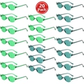 20 pack set of rimless flame shaped sunglasses in vibrant neon green and dark cyan colors - 20 Pieces Set / Cyan and Green Mix