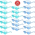20 pack of flame-shaped rimless sunglasses in teal and blue for parties and celebrations - 20 Pieces Set / Lake Blue and Blue Mix