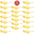 Bulk 20-pack of flame-shaped rimless sunglasses in bright yellow for party festivals - 20 Pieces Set / Night Vision Yellow