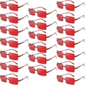 Set di 21 paia di occhiali da sole rettangolari senza montatura in rosso trasparente - 20 Paia / Rosso