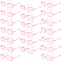 Pack de 20 gafas de sol rectangulares sin montura rosa transparente para fiesta y Y2K - 20 Pares / Rosa