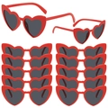 12er-Set rote herzförmige Sonnenbrillen für Partys, modische Kunststoffrahmen für Damen - Rot (12er Set)