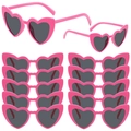 Set of 12 bright pink heart shaped sunglasses with dark lenses for parties and events - Rose Red (Set of Twelve)