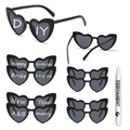 Set di occhiali da sole a cuore fai-da-te con montatura nera in plastica e pennarello bianco - Nero (10 Paia + 1 Penna)
