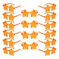 Set of 16 orange star-shaped rimless jelly sunglasses for party and festive occasions - Orange