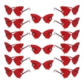 Lot de 16 paires de lunettes de soleil papillon sans monture avec verres rouges pour fête - Rouge