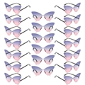 Set of 20 butterfly-shaped rimless sunglasses with purple gradient lenses and metal chain temples - Dusty Pink