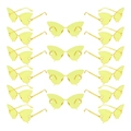 Lot de 15 lunettes de soleil papillon sans monture avec verres jaunes et branches dorées - Jaune