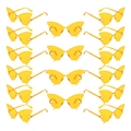 Lot de 16 lunettes de soleil papillon jaunes avec branches chaîne dorée sur blanc - Orange