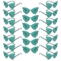 Bulk set of 20 butterfly shape rimless sunglasses with wave edges and chain-textured arms - Green