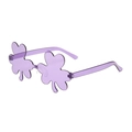 Purple clover shaped party sunglasses with transparent floral one-piece frame design - Purple