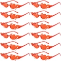 Set of 12 pieces flame shaped rimless sunglasses in bright red for party accessory - Light Red