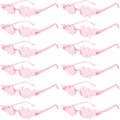 Set of 12 pink rimless flame sunglasses in a bulk pack for parties and fashion styling - Pink