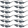 Set of 12 black flame-shaped rimless sunglasses for parties in a matrix display - Gray