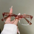 Fashionable square blue light glasses in gradient brown with elegant gold metal accents - Gradient Tea Frame Clear Lens