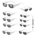 DIY creative square sunglasses set with white markers for festive party customization - Solid White (10 Pairs + 1 Pen)