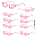 Pink transparent square sunglasses set with DIY marker pen for creative party decorations - Transparent Pink (10 Pairs + 1 Pen)