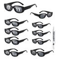 DIY creative kit with 10 pairs of black square sunglasses and white permanent marker pen - Glossy Black (10 Pairs + 1 Pen)