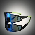 Detail of outdoor sports sunglasses with blue mirrored lens and inner myopia frame - Black Frame Green Mirror Green Temple