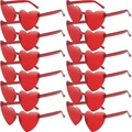 Pack de 12 gafas de sol rojas sin montura con forma de corazón para fiestas - Rojo (Juego de 12)