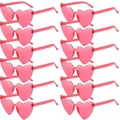 Set de 12 gafas de sol de fiesta rosas en forma de corazón sin montura simétricas - Rosa Rojo (Juego de 12)