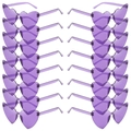 Set of 18 pairs of purple heart shaped rimless sunglasses for parties and festivals - 16 Pairs Set / Purple