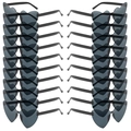 Bulk pack of 20 rimless heart-shaped party sunglasses with dark grey lenses in 2 columns - 20 Pairs Set / Black and Gray