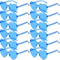 Pack de 12 gafas de sol sin montura en forma de corazón azul claro para fiestas y eventos - Azul (12 Pares)