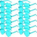 Lot de 12 lunettes de soleil cœur sans monture turquoise transparent pour la fête - Bleu Lagon (12 Paires)
