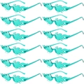 Set of 12 pieces rimless flame shaped sunglasses in vibrant transparent green color - Emerald Green