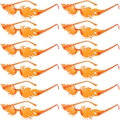 Set of 12 fire-shaped rimless sunglasses in vibrant orange for party outfits - Orange Red