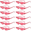 Set of 12 identical red flame-shaped rimless sunglasses for parties and festivals - Rose Red