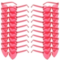 Set of 24 red heart-shaped rimless party sunglasses in transparent plastic material - 20 Pairs Set / Rose Red