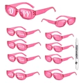 Pink translucent square DIY sunglasses set with permanent marker for party events - Rose Pink (10 Pairs + 1 Pen)