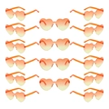 Bulk pack of 16 heart shaped sunglasses in vibrant orange gradient rimless style - Orange & Yellow