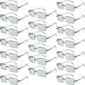 Set of 24 bulk fashion rimless rectangular sunglasses with light gray lenses for parties - 20 Pairs / Jelly Grey
