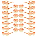 Bulk pack of 22 vibrant orange gradient heart-shaped rimless sunglasses for party events - Orange & Yellow