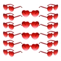 Set of 16 red translucent heart-shaped rimless sunglasses for parties and weddings - Red Pink