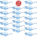 20 pack set of frameless flame shaped sunglasses in translucent lake blue party style - 20 Pieces Set / Blue