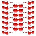 Bulk set of 22 red heart-shaped rimless sunglasses with gradient lenses for parties - Red Pink