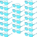Bulk set of 21 pairs of trendy rimless rectangular sunglasses in translucent blue - 20 Pairs / Lake Blue