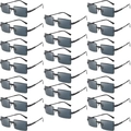 Bulk set of 21 pairs of rimless rectangular sunglasses with sleek black lenses - 20 Pairs / Gray