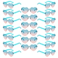 Lot de 24 lunettes de soleil coeur sans monture avec verres dégradés bleu et rose - Lot de 20 Paires / Bleu Lac Rose