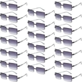 Bulk pack of rimless rectangular sunglasses with purple gradient lenses and silver arms - 20 Pairs / Gradient Grey
