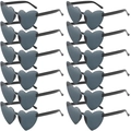Set di 12 occhiali da sole neri a forma di cuore senza montatura per feste - Grigio Nero (Set di 12)