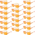 Bulk pack of twenty-four bright orange rimless rectangular sunglasses for parties - 20 Pairs / Orange Red