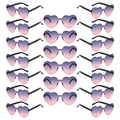 Lot de 24 lunettes de soleil sans monture en forme de cœur dégradé violet et branches noires - Lot de 20 Paires / Rose Violet