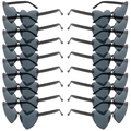 Bulk set of 20 rimless heart-shaped sunglasses with dark grey lenses and black temples - 16 Pairs Set / Black and Gray