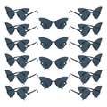 Lot de 16 lunettes de soleil papillon avec montures noires et verres gris - Noir